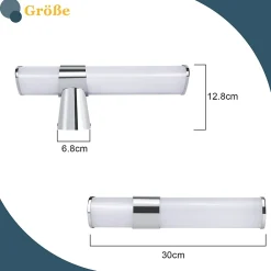 Miroir Grossissant Lumineux|Nettlife Lot 2 Lampes Miroir LED 6W 30CM IP44 Blanc Neutre 4000K Salle de Bain Chrome Moderne