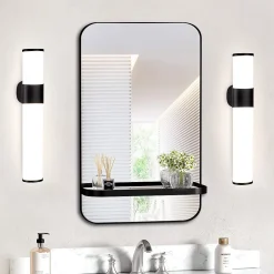 Nettlife Lot 2 Lampes Miroir LED 6W 30CM IP44 Blanc Neutre 4000K Salle de Bain Noire
