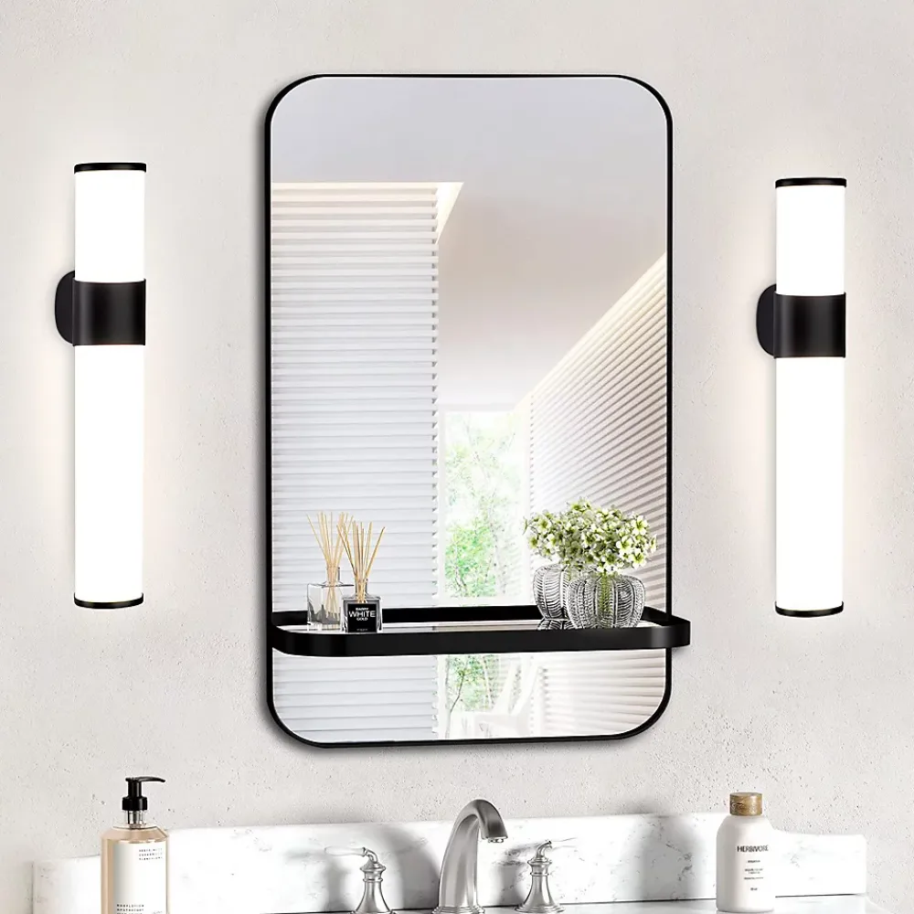 Nettlife Lot 2 Lampes Miroir LED 6W 30CM IP44 Blanc Neutre 4000K Salle de Bain Noire