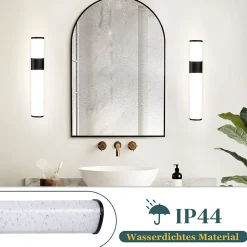 Nettlife Lot 2 Lampes Miroir LED 6W 30CM IP44 Blanc Neutre 4000K Salle de Bain Noire