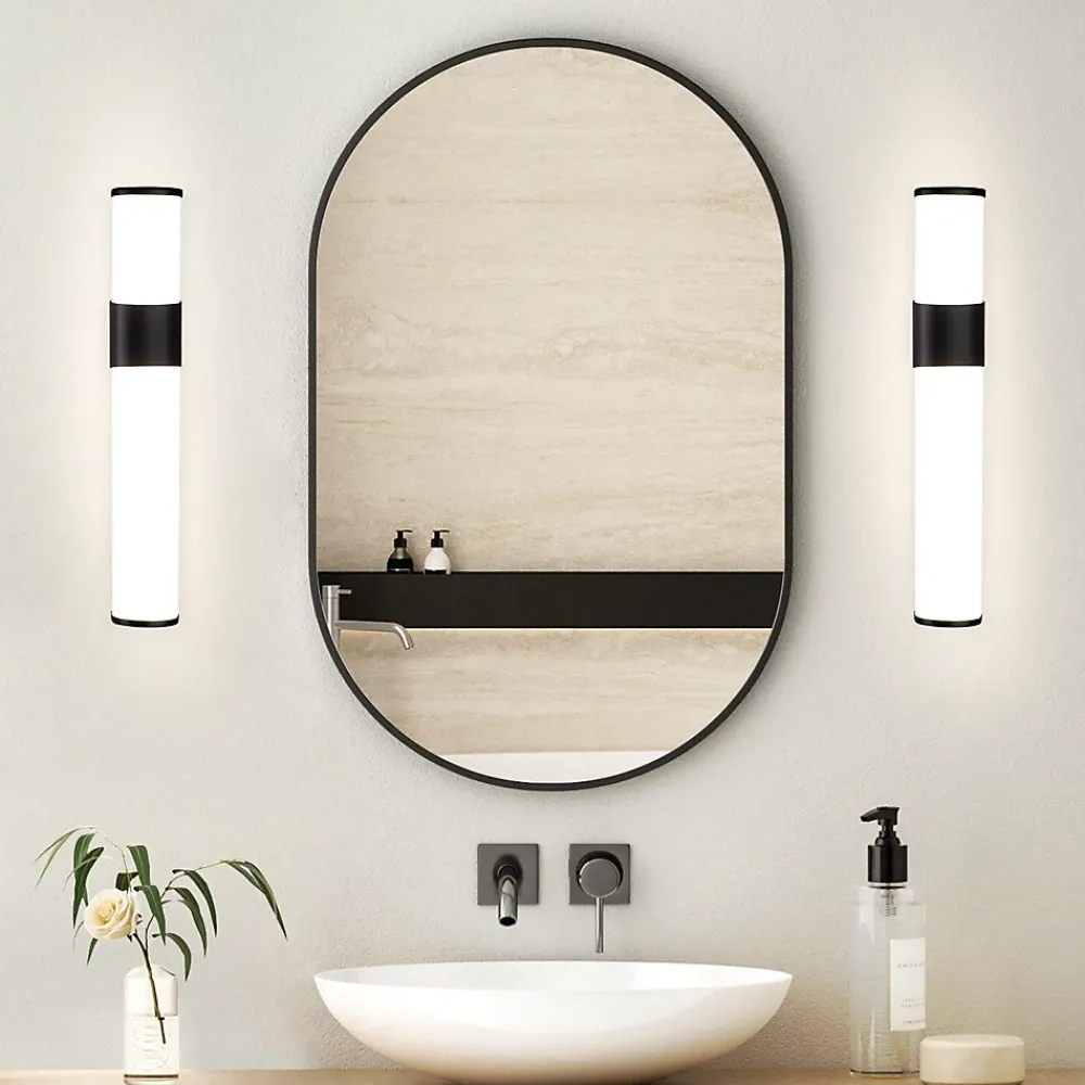 Nettlife Lot 2 Lampes Miroir LED 6W 30CM IP44 Blanc Neutre 4000K Salle de Bain Noire