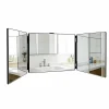 Nettlife Miroir de maquillage à hauteur réglable et design en trois parties Miroir plat et indéformable