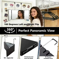 Nettlife Miroir de maquillage à hauteur réglable et design en trois parties Miroir plat et indéformable
