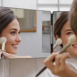 Nettlife Miroir de maquillage à hauteur réglable et design en trois parties Miroir plat et indéformable