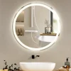 Miroir Lumineux|Nettlife Miroir lumineux salle de bain - Rond 50 cm LED, mural, interrupteur tactile, antibuée, IP44, réglable 3000K-6500K