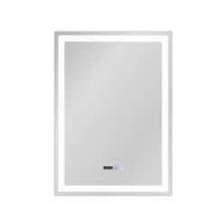 Miroir Lumineux|Nettlife Miroir lumineux salle de bain - 50x70 cm LED, mural, IP44, interrupteur tactile, horloge, antibuée, réglable