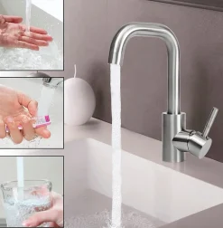 Robinet Lavabo Et Vasque|Nettlife robinet de cuisine robinet de lavabo de salle de bains robinet de salle de bains en acier inoxydable haute pression