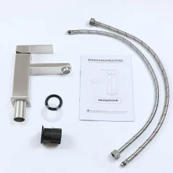 Nettlife robinet d'évier robinet chaud/froid robinet haute pression en acier inoxydable