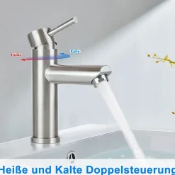Robinet Lavabo Et Vasque|Nettlife robinet d'évier robinet chaud/froid robinet haute pression en acier inoxydable