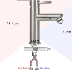 Robinet Lavabo Et Vasque|Nettlife robinet d'évier robinet chaud/froid robinet haute pression en acier inoxydable