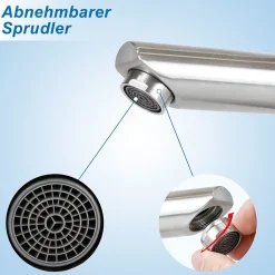 Robinet Lavabo Et Vasque|Nettlife robinet d'évier robinet chaud/froid robinet haute pression en acier inoxydable