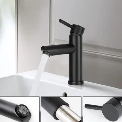 Robinet Lavabo Et Vasque|Nettlife robinet d'évier robinet chaud/froid robinet haute pression en acier inoxydable