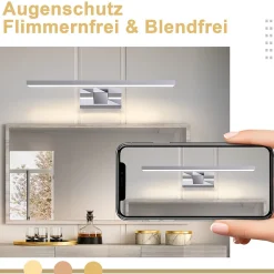 Miroir Grossissant Lumineux|Nettlife Spiegelleuchte Led 8W et Blanc Neutre et 4000K Moderne Chromé 40cm