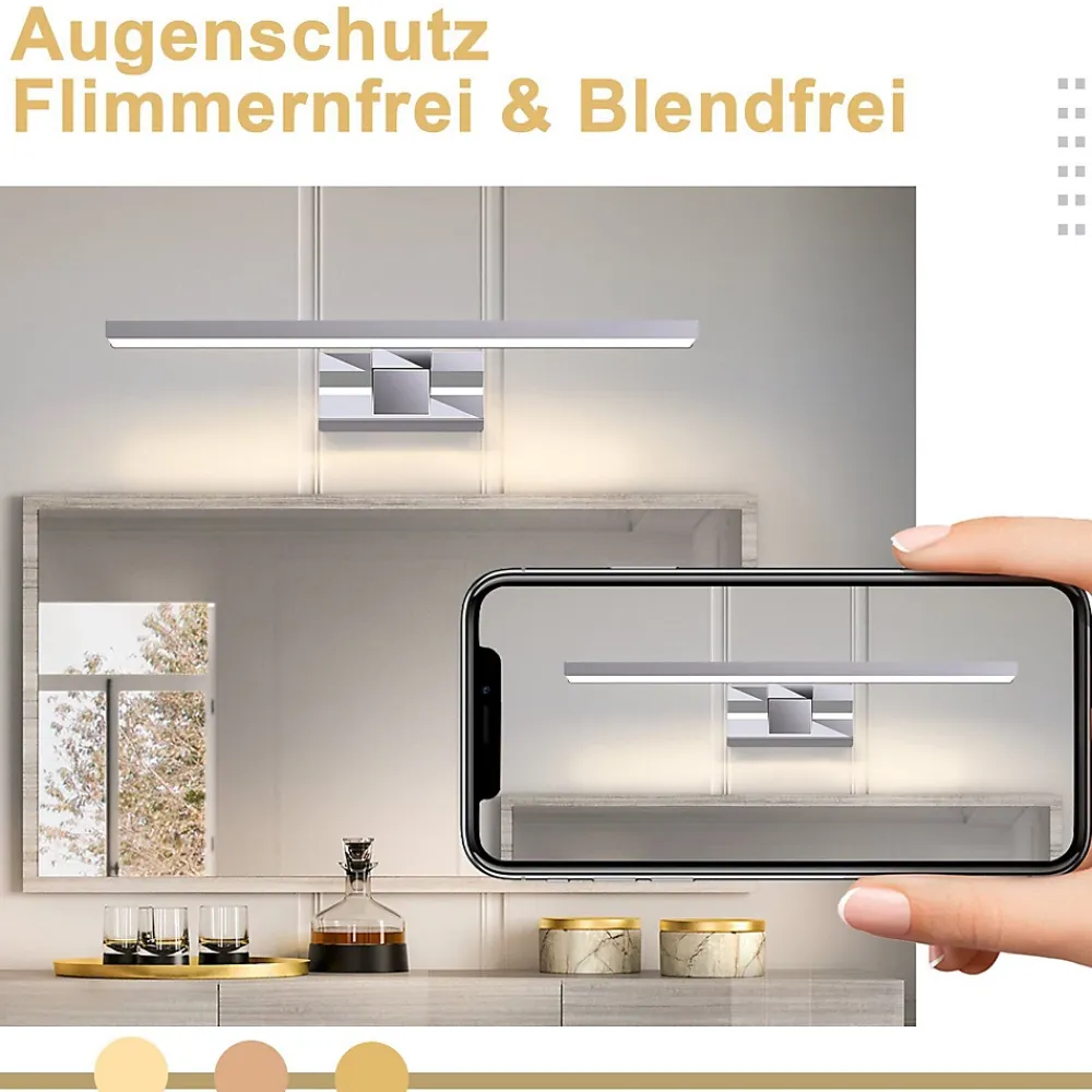 Miroir Grossissant Lumineux|Nettlife Spiegelleuchte Led 8W et Blanc Neutre et 4000K Moderne Chromé 40cm