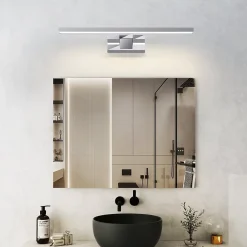 Miroir Grossissant Lumineux|Nettlife Spiegelleuchte Led 8W et Blanc Neutre et 4000K Moderne Chromé 40cm