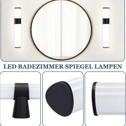 Nettlife 6W 30CM LED Salle de Bain IP44 Blanc Neutre 4000K Lampe Miroir Noir Moderne