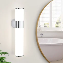 Miroir Grossissant Lumineux|Nettlife 6W 30CM LED Salle de Bain IP44 Blanc Neutre 4000K Lampe Miroir Chrome Moderne