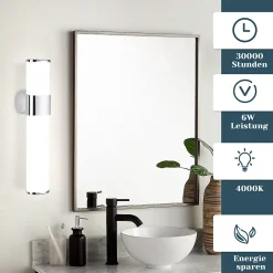 Miroir Grossissant Lumineux|Nettlife 6W 30CM LED Salle de Bain IP44 Blanc Neutre 4000K Lampe Miroir Chrome Moderne