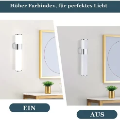 Miroir Grossissant Lumineux|Nettlife 6W 30CM LED Salle de Bain IP44 Blanc Neutre 4000K Lampe Miroir Chrome Moderne