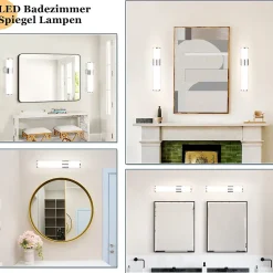 Miroir Grossissant Lumineux|Nettlife 6W 30CM LED Salle de Bain IP44 Blanc Neutre 4000K Lampe Miroir Chrome Moderne