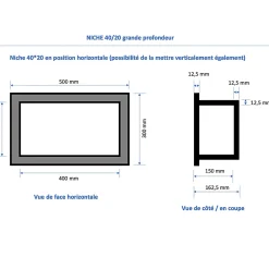 Niche De Salle De Bains|U-tile Niche de douche à carreler - format intérieur 40 x 20 cm - 15 cm de profondeur