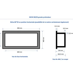 Niche De Salle De Bains|U-tile Niche de douche à carreler - format intérieur 80 x 30 cm - 15 cm de profondeur