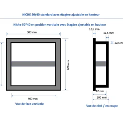Niche De Salle De Bains|U-tile Niche de douche à carreler - format intérieur 50 x 40 cm - 9 cm de profondeur