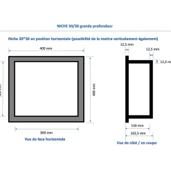 Niche De Salle De Bains|U-tile Niche de douche à carreler - format intérieur 30 x 30 cm - 15 cm de profondeur