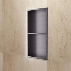 Niche De Salle De Bains|Ledimex Niche de Douche Mural 33 x 63 cm - Rangement Salle de Bain en finition Noir Métal - ARTIC
