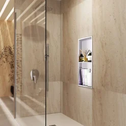 Niche De Salle De Bains|Ledimex Niche de Douche Mural 33 x 63 cm - Rangement Salle de Bain en finition Noir Métal - ARTIC