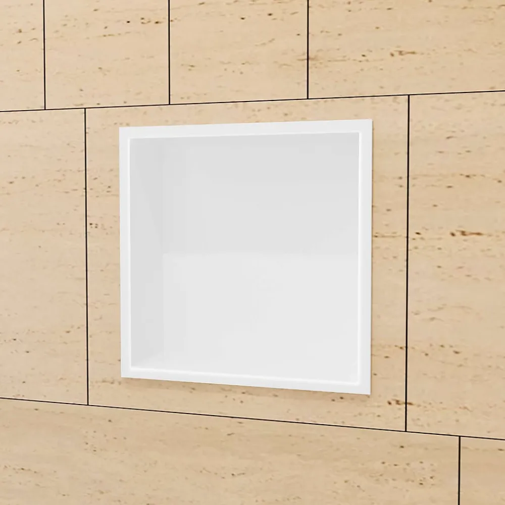 Ledimex Niche de Douche Mural 33 x 33 cm - Rangement Salle de Bain en finition Blanc Satiné - ATLANTIC