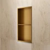 Niche De Salle De Bains|Ledimex Niche de Douche Mural 33 x 63 cm - Rangement Salle de Bain en finition Or Brossé - ARTIC