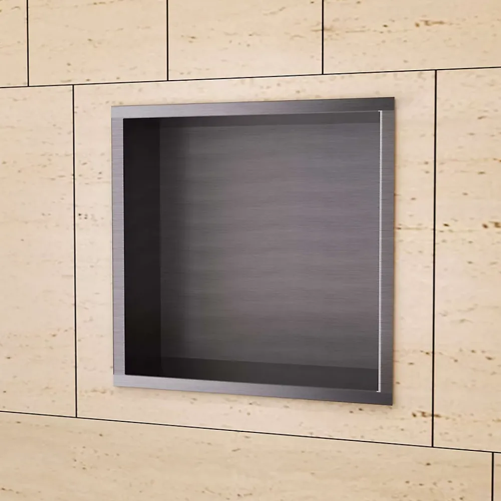 Ledimex Niche de Douche Mural 33 x 33 cm - Rangement Salle de Bain en finition Noir Métal - ATLANTIC