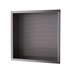 Ledimex Niche de Douche Mural 33 x 33 cm - Rangement Salle de Bain en finition Noir Métal - ATLANTIC