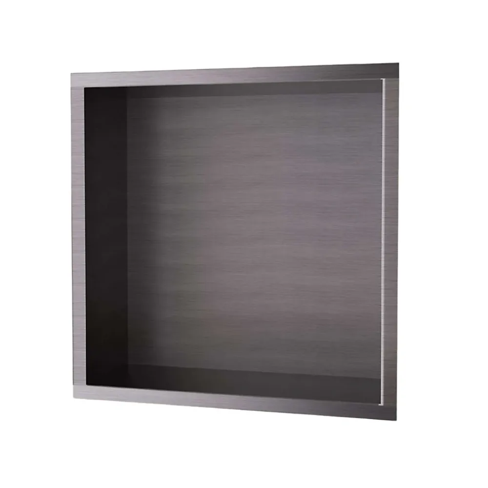 Ledimex Niche de Douche Mural 33 x 33 cm - Rangement Salle de Bain en finition Noir Métal - ATLANTIC