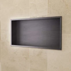 Ledimex Niche de Douche Mural 63 x 33 cm - Rangement Salle de Bain en finition Noir Métal - PACIFIC