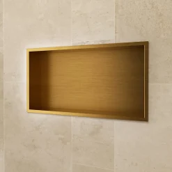 Ledimex Niche de Douche Mural 63 x 33 cm - Rangement Salle de Bain en finition Or Brossé - PACIFIC