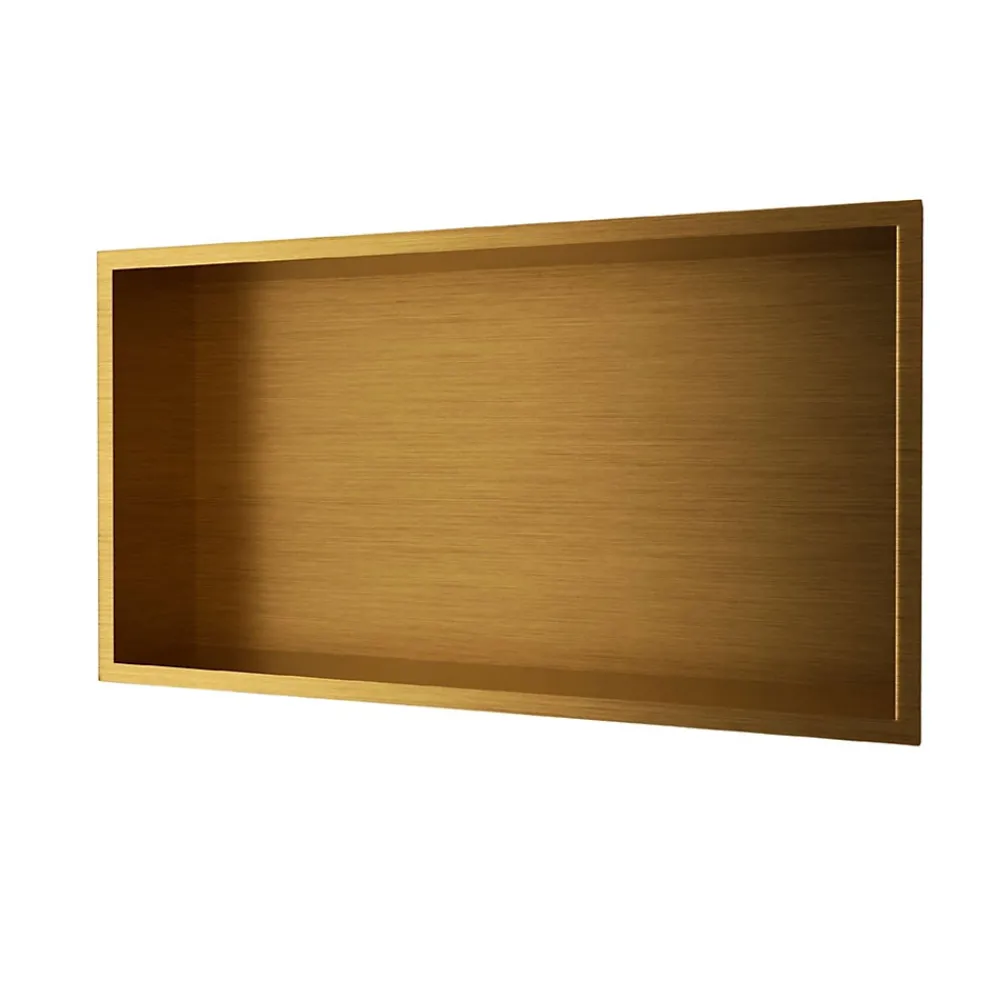 Ledimex Niche de Douche Mural 63 x 33 cm - Rangement Salle de Bain en finition Or Brossé - PACIFIC