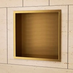 Niche De Salle De Bains|Ledimex Niche de Douche Mural 33 x 33 cm - Rangement Salle de Bain en finition Or Brossé - ATLANTIC