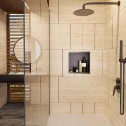 Niche De Salle De Bains|Ledimex Niche de Douche Mural 33 x 33 cm - Rangement Salle de Bain en finition Or Brossé - ATLANTIC