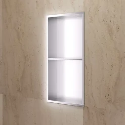 Ledimex Niche de Douche Mural 33 x 63 cm - Rangement Salle de Bain en finition Niquel Brossé - ARTIC