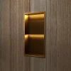 Niche De Salle De Bains|Ledimex Niche de Douche Mural Éclairage Led 33 x 63 cm - Rangement Salle de Bain en finition Or Brossé - MARSHALL