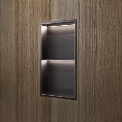 Niche De Salle De Bains|Ledimex Niche de Douche Mural Éclairage Led 33 x 63 cm - Rangement Salle de Bain en finition Noir Métal - MARSHALL