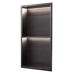 Niche De Salle De Bains|Ledimex Niche de Douche Mural Éclairage Led 33 x 63 cm - Rangement Salle de Bain en finition Noir Métal - MARSHALL