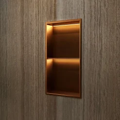 Ledimex Niche de Douche Mural Éclairage Led 33 x 63 cm - Rangement Salle de Bain en finition Cuivré - MARSHALL
