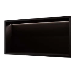 Ledimex Niche de Douche Mural Éclairage Led 63 x 33 cm - Rangement Salle de Bain en finition Noir Mat - OCEANIC