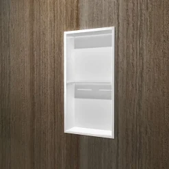 Niche De Salle De Bains|Ledimex Niche de Douche Mural Éclairage Led 33 x 63 cm - Rangement Salle de Bain en finition Blanc Satiné - MARSHALL