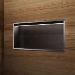 Ledimex Niche de Douche Mural Éclairage Led 63 x 33 cm - Rangement Salle de Bain en finition Noir Métal - OCEANIC