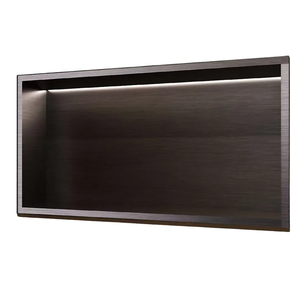 Ledimex Niche de Douche Mural Éclairage Led 63 x 33 cm - Rangement Salle de Bain en finition Noir Métal - OCEANIC