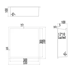 Niche De Salle De Bains|Ledimex Niche de Douche Mural Éclairage Led 33 x 33 cm - Rangement Salle de Bain en finition Or Brossé - INDIC